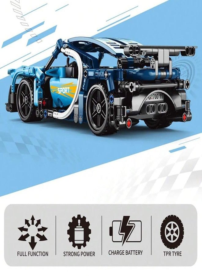 HITRUZ RC Remote Control Building Block Car Kit 2.4GHz Rechargeable Sports Car Toy with Openable Doors & High-Speed Racing DIY Model Kit for Kids & Adults Bugattti Building Blocks Car 【395 Pcs】 - Image 5
